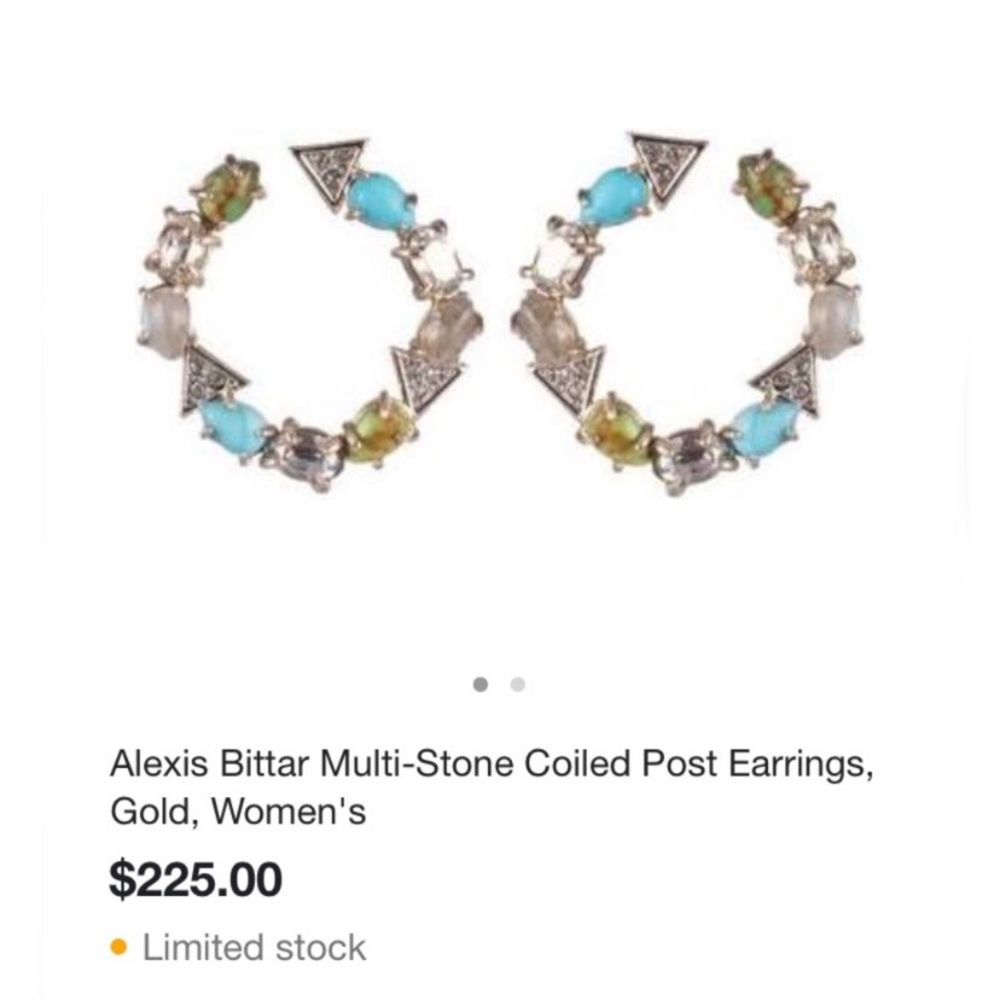 ALEXIS BITTAR• Gold Blue Green Multi-Stone Labradorite Turquoise Coiled Earrings - Picture 14 of 14